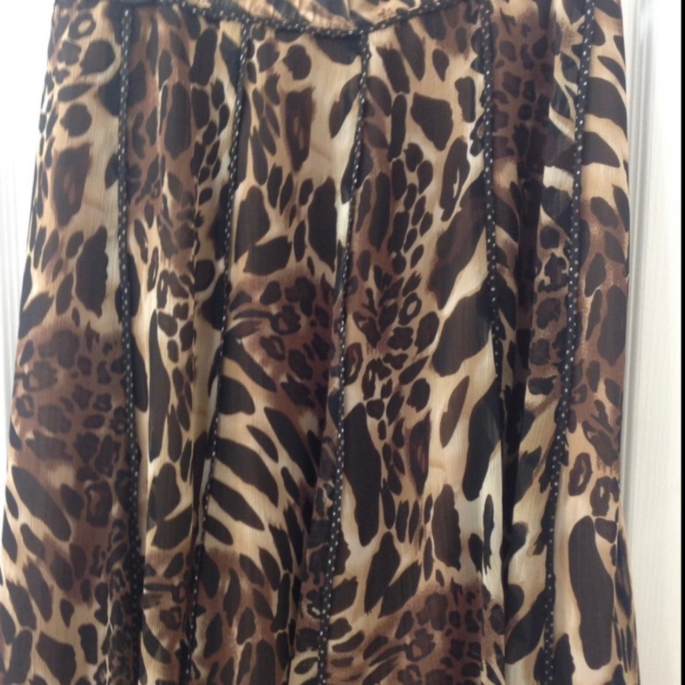 Coldwater Creek Leopard Print Midi Skirt
